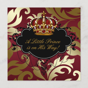 Invitation Royal Red et or Prince Baby Boy Douche