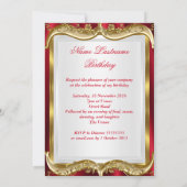 Invitation Royal Red fête d'anniversaire Gold Crown Invitatio (Dos)
