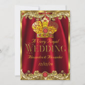 Invitation Royal Red Gems Mariage Gold Crown (Devant)