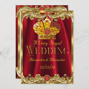 Invitation Royal Red Gems Mariage Gold Crown