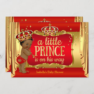Invitation Royal Red Gold Boy Prince Baby shower ethnique