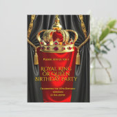 Invitation Royal Red Gold King Queen Crown Birthday Party (Debout devant)