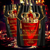 Invitation Royal Red Gold King Queen Crown Birthday Party