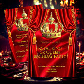 Invitation Royal Red Gold King Queen Crown Birthday Party 2