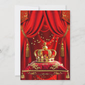 Invitation Royal Red Gold Queen Crown Birthday Party (Dos)
