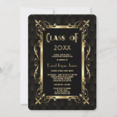 Invitation Royal Roaring 20s Gold Art Dec Graduation Party (Devant)