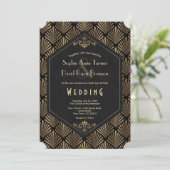 Invitation Royal Roaring 20's Gold Black Grand Mariage Gatsby (Debout devant)