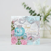 Invitation Royal Rose et Turquoise Blue Princess Anniversaire (Debout devant)