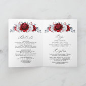 Invitation Royal Rouge Blanc argent métal Mariage floral (Intérieur)