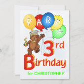 Invitation Royal Teddy Bear 3e anniversaire (Devant)