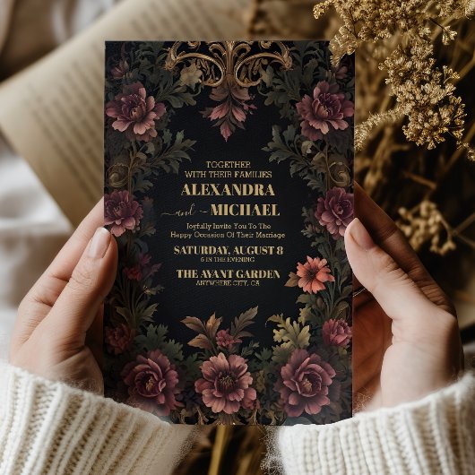 Invitation Royal Victorian Floral Mariage gothique