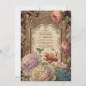 Invitation Royal Victorian Floral Ornamy Mariage (Devant)