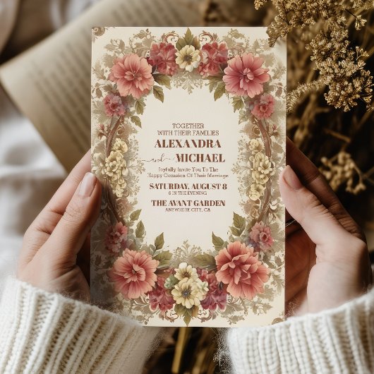 Invitation Royal Victorian Floral Ornamy Mariage