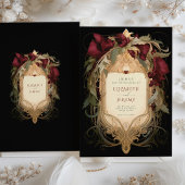 Invitation Royal Victorian Mariage Maroon Floral Ornamals
