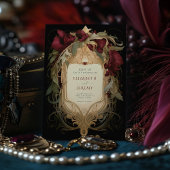 Invitation Royal Victorian Mariage Maroon Floral Ornamals