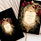 Invitation Royal Victorian Mariage Maroon Floral Ornamals