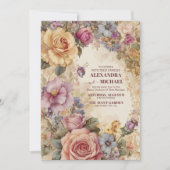 Invitation Royal Victorian Whimsical Floral Mariage (Devant)