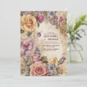 Invitation Royal Victorian Whimsical Floral Mariage (Debout devant)