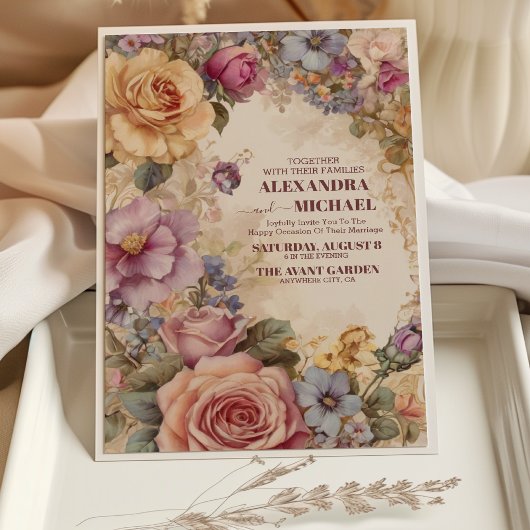 Invitation Royal Victorian Whimsical Floral Mariage