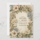 Invitation Royal Victorian Whimsical Floral Mariage (Devant)