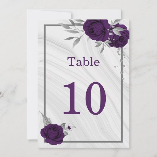 Invitation royal violet argenté numéro de tableau géométrique (Dos)