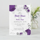 Invitation royal violet blanc fleurs argent nuptiale (Debout devant)