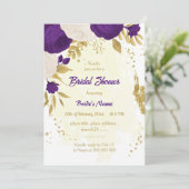 Invitation royal violet blanc fleurs or nuptiale (Debout devant)