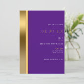 Invitation Royal Violet et Or Élégant Soirée de Glamour ou Dî (Debout devant)