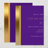 Invitation Royal Violet et Or Élégant Soirée de Glamour ou Dî (Devant / Derrière)