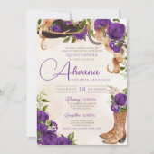 Invitation Royal violet Quinceanera Violet Charra Ouest (Devant)