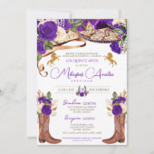 Invitation Royal violet Rose Fancy Western Charro (Devant)