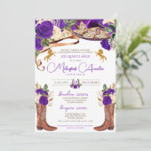 Invitation Royal violet Rose Fancy Western Charro (Debout devant)