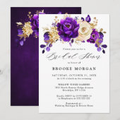 Invitation Royal Violet violet or Fête des mariées florale (Devant / Derrière)