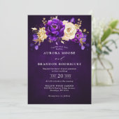 Invitation Royal violet violet or Floral Mariage botanique (Debout devant)