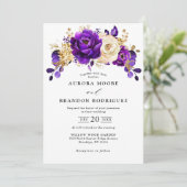 Invitation Royal violet violet or Floral Mariage botanique (Debout devant)