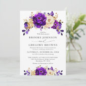 Invitation Royal violet violet or Floral Mariage botanique (Debout devant)
