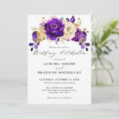Invitation Royal violet violet or Floral Mariage botanique (Debout devant)