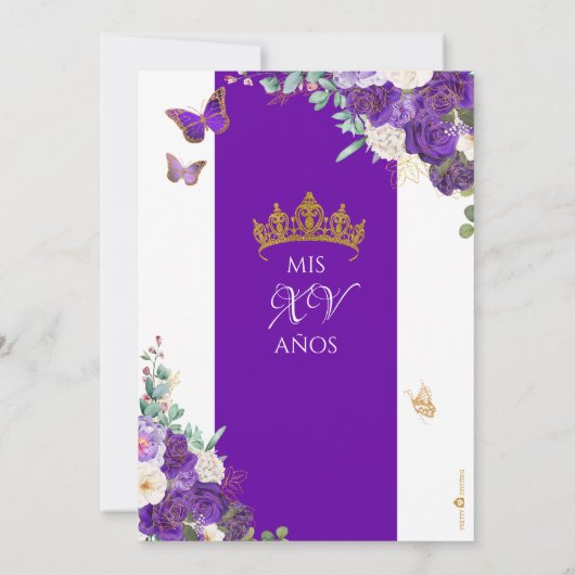 Invitation Royal violet violet Rose papillon princesse Quince (Dos)