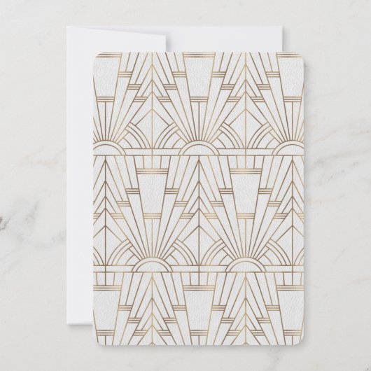 Invitation Royal White Gold Great Gatsby Enregistrer la date (Dos)