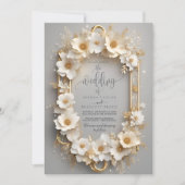 Invitation Royal White Roses Floral Mariage Couronne (Devant)