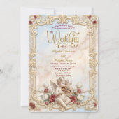 Invitation Royalcore Baroque Chérubin Violon Art Mariage (Devant)