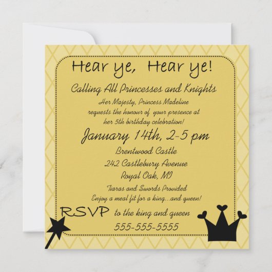 Invitation royale d'anniversaire d'affaire de (Dos)