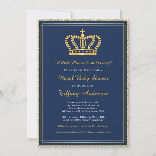 Invitation royale de baby shower (Devant)