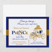 Invitation royale de baby shower de prince en bleu (Devant / Derrière)