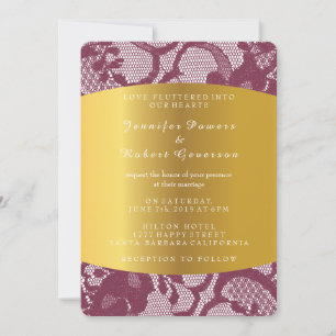 Invitation royale de mariage en dentelle rouge de 