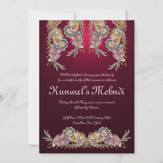 Invitation Royale de Mehndi (Devant)