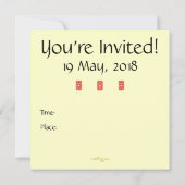 Invitation royale de partie de montre de mariage (Dos)