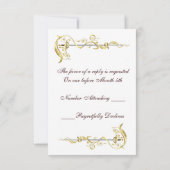 Invitation Royale Épée Ruban Défilement Or RSVP (Dos)