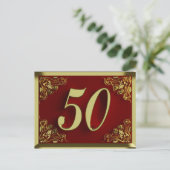 Invitation Royale Or Rouge pour 50e Anniversaire (Debout devant)
