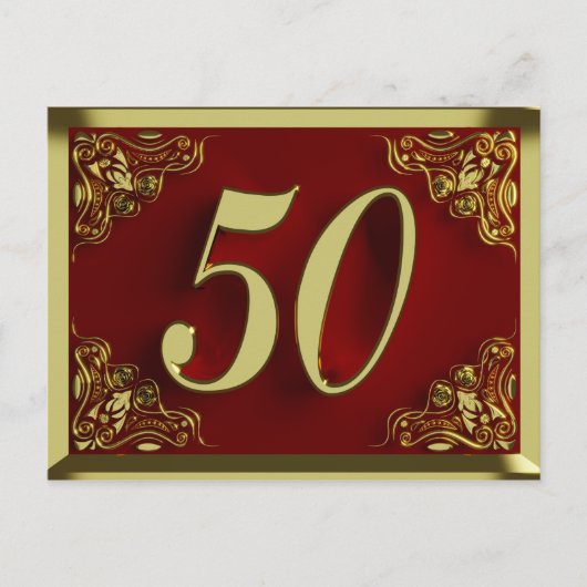 Invitation Royale Or Rouge pour les 50 ans (Devant)